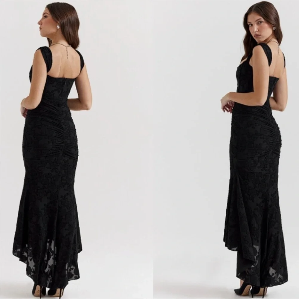 NWOT HOUSE OF CB Cesca Black Corset Floral Maxi Dress - Picture 3 of 8